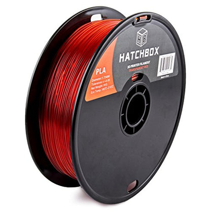 HATCHBOX PLA 3D Printer Filament, Dimensional Accuracy +/- 0.03 mm, 1 kg Spool, 1.75 mm, Transparent Red - WoodArtSupply