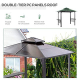 Outsunny 9' x 5' Grill Gazebo, Hardtop BBQ Gazebo Canopy with 2-Tier Polycarbonate Roof, Shelves Serving Tables and Hooks, for Backyard Patio Lawn Outsunny
