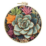 HINITOYOU Beginner Embroidery Kit for Adults, Succulents Embroidery Kit Stamped Embroidery Patterns Kits Included 6in Bamboo Hoops,Instructions,Color Threads for Craft Lover Hand Stitch
