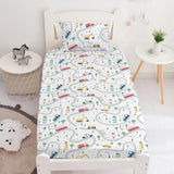 Yasida Car Sheet Sets for Kids Cute Cartoon Truck Bed Queen Size Fitted Sheets Boys 3D Plants Print Bedding Set Soft Microfiber Bedroom Decor(3pc) Yasida
