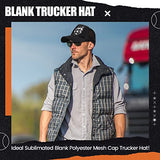 10 Pcs Sublimation Blank Trucker Hats Bulk Mesh Baseball Cap Polyester Mesh Trucker Hat for Men and Women (Black) Tarpop