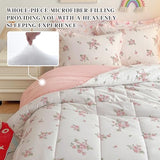 Joyreap Twin Size Comforter Set for Girls, Floral Pink n White Design, 3pcs Microfiber Princess Bedding Comforter Set for All Season- 68x88 inches Joyreap