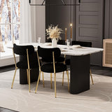 RGZ Modern Oval Dining Table Set for 4, 5 Piece Dining Table and Chairs Set with Faux Marble Kitchen Table & 4 Black Gold Upholstered Boucle Chairs, Dining Table for Dining Room, Kitchen, Living Room RGZ
