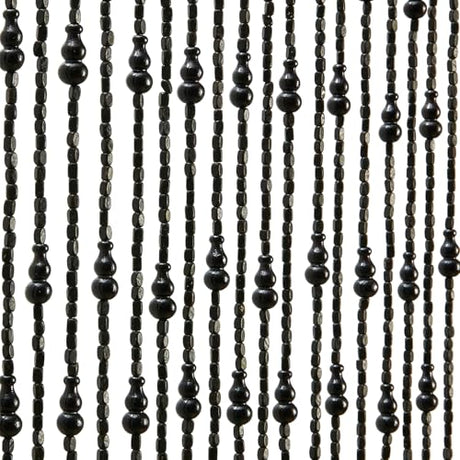 HYVAKUPPA Wood Beaded Curtain 35.5"x75" Doorway Room Divider Handmade Boho 38 Strands Bead Curtain for Hippie Bedroom, Living Room & Home Decor, Black Color HYVAKUPPA