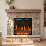 Lovinouse Smart Electric Fireplace, Small Black Electric Fireplace with 12 Color Adjustable Flames, 5-Level Brightness, 3-Level Heating, 8 H Timer, Remote Control, Touch Screen and Log & Crystal,1500w Lovinouse