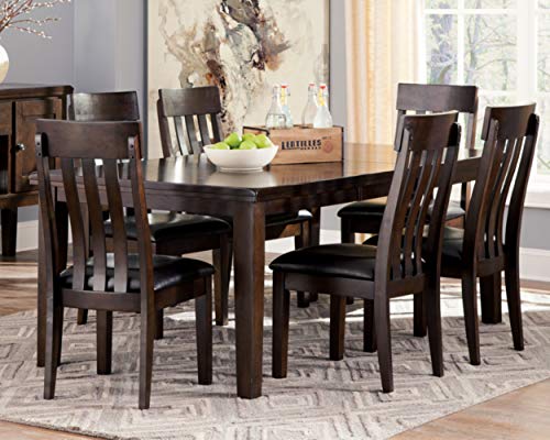 Signature Design by Ashley Haddigan Traditional Rectangular Dining Extension Table, Seats up to 8, Dark Brown - WoodArtSupply