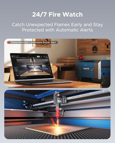 OMTech CO2 Laser Engraver Camera Module, 2MP Remote Monitoring Camera for Laser Engraver with Fire Detection Sensor, Smart CO2 Laser Cutter Camera System, Wireless Laser Engraver Control Module OMTech