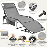 Yaheetech 26.4" Tanning Chair with Face Hole, Adjustable 5-Position Folding Chaise Lounge Chairs, Outdoor Lounge Chairs for Lawn, Beach, Patio, Gray