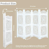 Lightnpro 4-Panel Wooden Room Divider 48 × 64 Inch Antique White Finish - Hand-Carved Oval Folding Privacy Screen, Pre-Assembled Decorative Partition for Living Room, Bedroom & Home Office Light & Pro