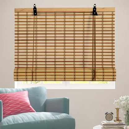 Natural Bamboo Roll-Up Blinds - Light Filtering Window Shades for Indoor and Outdoor Use (32''W x 72''H)