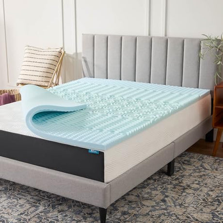 LUCID 2 Inch Gel Memory Foam Mattress Topper, Full size – 5 Zones – Cooling Gel Infusion – CertiPur Certified Foam LUCID