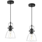 LWWHQ Black Pendant Lights Kitchen Island 2 Pack, Farmhouse Pendant Light, Industrial Clear Glass Pendant Light, 6.5 inches Kitchen Pendant Lighting Over Island Sink Dining Room LWWHQ