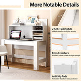 Giantex White Desk with Hutch, Home Office Desk with Bookshelf, Computer Workstation PC Laptop Table with Anti-Toppling Device & Cable Hole, Modern Study Writing Desk for Small Spaces, Bedroom Giantex