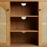 Walker Edison Boho Arched Rattan 2-Door Sideboard, 58 Inch, English Oak Walker Edison