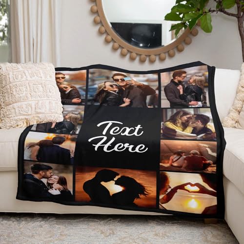 inkArts Custom Blanket with Photos Text Personalized Blanket Thows with Picture Customizable Blanket Photo Blankets Customize for Mom Dad Couple Girlfriend Boyfriend Wife Husband inkArts