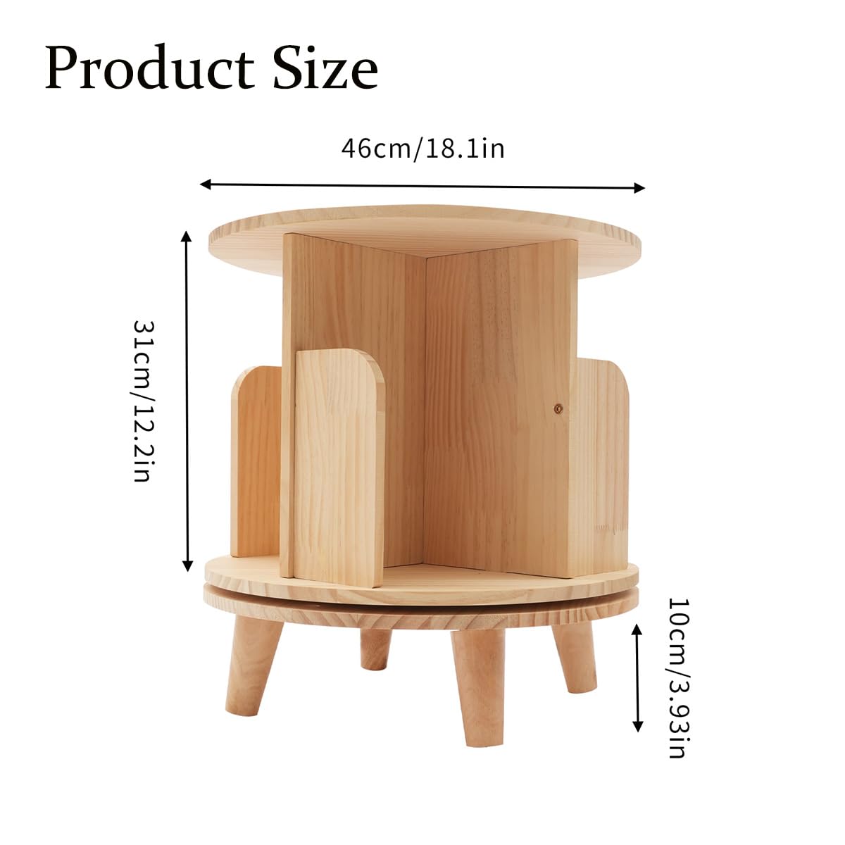 Gdrasuya10 Mini Rotating Wooden Bookshelf Organizer for Small Spaces - WoodArtSupply