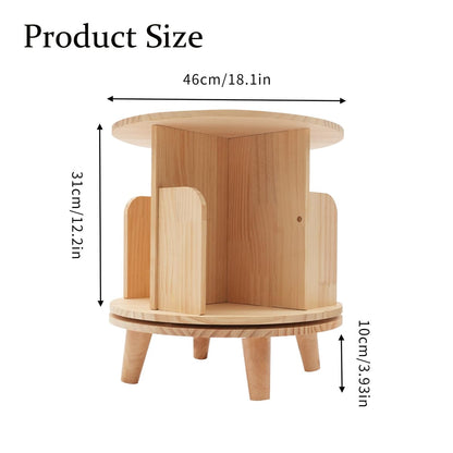 Gdrasuya10 Mini Rotating Wooden Bookshelf Organizer for Small Spaces - WoodArtSupply