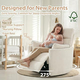 GNMLP2020 Power Rocking Chair Nursery, Oversized Rocker Recliner for Adults, Wide Swivel Rocker Recliner with USB, 2 Pillows, Electric Barrel Armchair Single Sofa for Living Room Bedroom, Beige