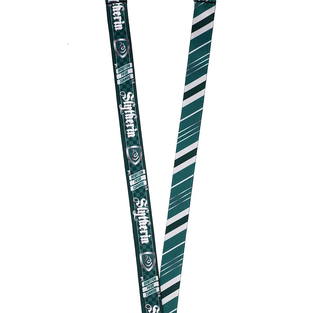 Harry Potter Slytherin Tie Inspired Sublimation Print Metal Charm & Id Holder Lanyard OSFA Bioworld
