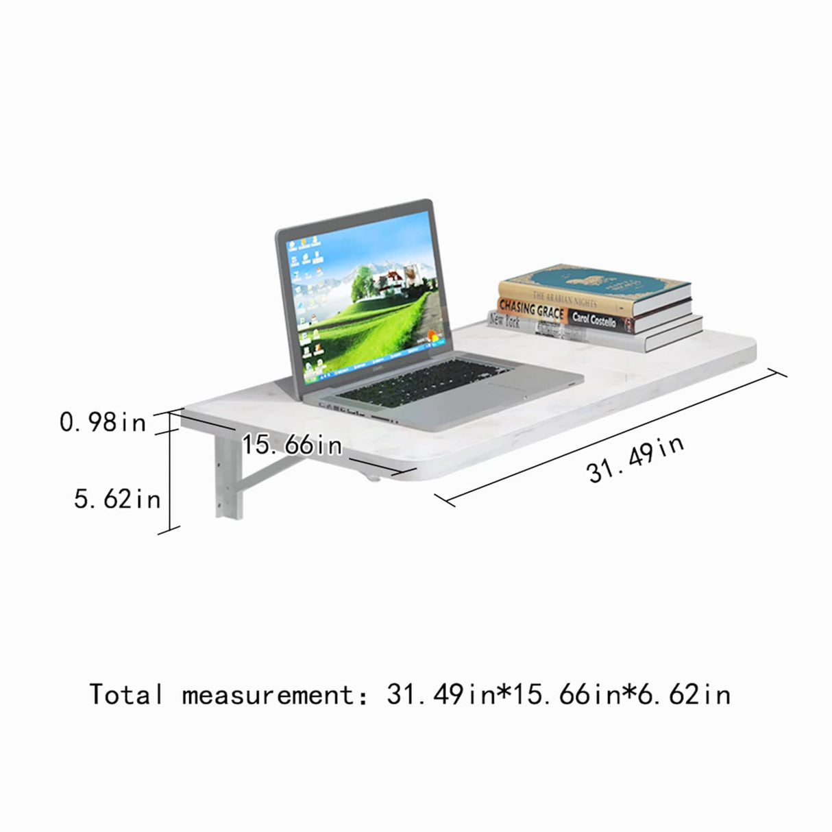 Pmnianhua Wall Mounted Desk,31'' Wall Mounted Drop Leaf Table,Drop Down Table,Folding Table,Fold Down Wall Desk,Floating Desk for Wall Laundry Room Bar Home Office Small Space(White) Pmnianhua