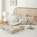 JANZAA Twin Quilt Beige Quilt Bed Spread Boho Quilt with Floral Pattern Microfiber Quilts Set 2 Pieces Lightweight Comforter Reversible Bedding Set,1Quilt 66x90 inches,1 Pillowcase JANZAA