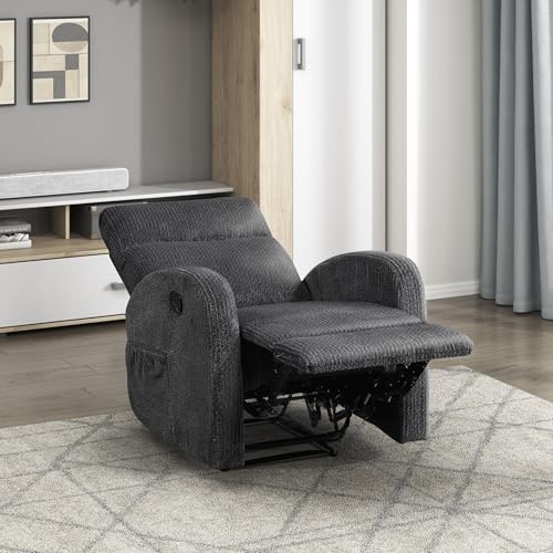 Lexicon Manual Recliner Chair, Textured Microfiber Reclining Chair, Wall Hugger, Track Arms, Magazine Pockets, Manual Recliner for Living Room/Office/Apartment, Easy Assembly, Dark Gray