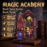 Book Nook Kit, DIY Miniature House Dollhouse Crafts Kit for Adults and Teens, Magic Castle 3D Wooden Puzzle Booknook Build Bookshelf Decor, Gifts for Family and Friends（Arcane Sprire）