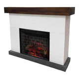 Country Living Jackson 55 Inch Mantel Package | Wood Mantel with White Brick Surround | 28 Inch Smart Electric Fireplace Insert w/Remote | Alexa & Google Compatible | Multi-Color LED Flames | 1500W Country Living