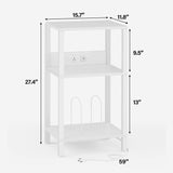 TUTOTAK Record Player Stand with Storage Up to 100 Albums，Record Storage Table,3 Tier End Table with Charging Station,Side Table for Living Room, Bedroom, White TB01BW076 TUTOTAK
