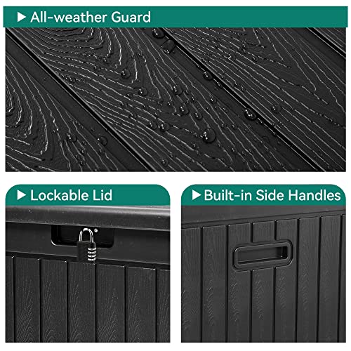 YITAHOME 260 Gallon Extra Large Deck Box, Double-Wall Resin Outdoor Storage Box with Flexible Divider for Patio Cushions Pool Supplies Garden Tools, 1000lbs Load Capacity, Lockable&Waterproof (Black) YITAHOME
