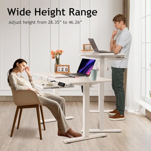 NICECOZY Electric Standing Desk Adjustable Height,Stand Up Desk for Home Office,55x24 Inches Standing Computer Desk with Keyboard Tray and Headphone Hook,White - WoodArtSupply