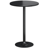 Flamaker Modern Black Round Bistro Pub Table - Stylish Metal Base with MDF Top for Dining and Entertaining Flamaker