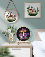 TINDTOP Embroidery Kit for Adult for Beginners, 5 Sets Mushroom Embroidery Kit for Beginners Include Embroidery Cloth Hoops Threads for Craft Lover Hand Stitch with Embroidery Skill Techniques