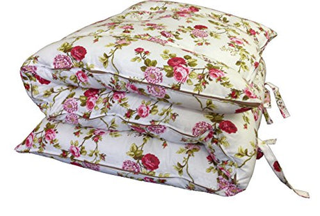 Rose White Traditional Japanese Floor Rolling Futon Mattresses, Foldable Cushion Futon Mats, Yoga, Meditaion, Size 3" Thick X 29" Wide X 80" Long. D&D Futon Furniture