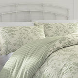 Laura Ashley Home - King Duvet Cover Set, Reversible Cotton Bedding, Includes Matching Shams with Bonus Euro Shams & Throw Pillows (Natalie Green, King) Laura Ashley