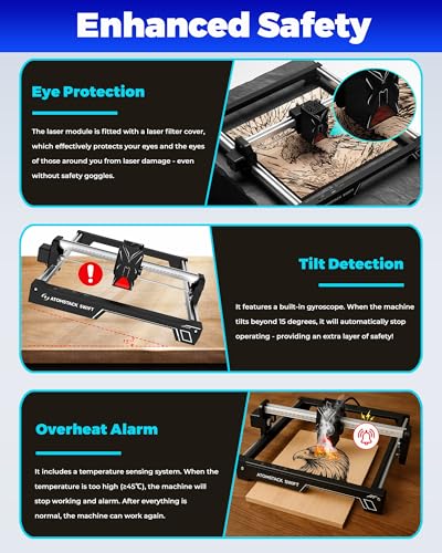 ATOMSTACK Swift Laser Engraver for Beginners, 12000mW Output Laser Cutter, Laser Class 4, 300×300mm Working Area, 0.08mm Accuacy Engraving Machine for Wood, Leather, Coated Metal, Acrylic (Swift 12W) KoveYzao