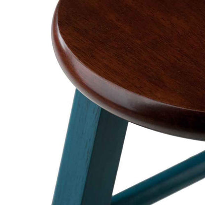 Winsome Wood Ivy model name Stool Rustic Teal/Walnut 13.4x13.4x24.2 - WoodArtSupply