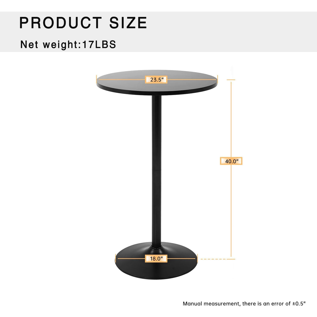 Round Bar Table 2 Set 40" Height Modern Pub Table with Solid Top and Sturdy Metal Base, High Top Table for Kitchen, Dining Room, Bistro, Cocktail, Black Dopinmin