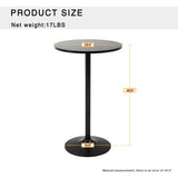 Round Bar Table 2 Set 40" Height Modern Pub Table with Solid Top and Sturdy Metal Base, High Top Table for Kitchen, Dining Room, Bistro, Cocktail, Black Dopinmin