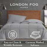 London Fog Garment Washed Solid Comforter Set White Microfiber 3-Piece King Comforter Set, Solid Themed, Adult and Teen, Oeko-TEX Certified LONDON FOG
