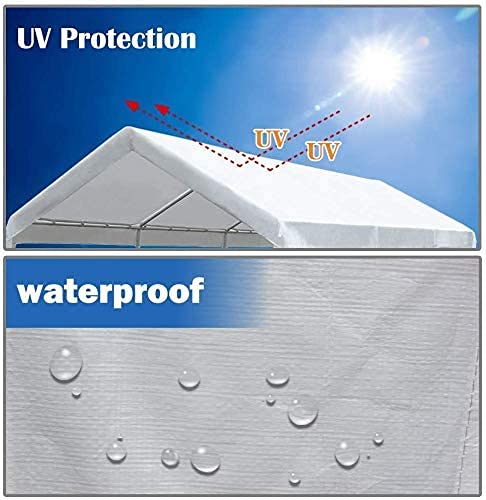 CYS Canopy 10 x 20 Feet Carport Replacement Canopy Cover for Car Tent Top Garage Shelter Cover with Ball Bungees (Only Cover, Frame Not Included) CYS Canopy