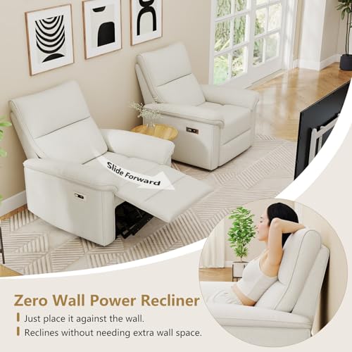 cinkehome Wall Hugger Power Recliners for Small Spaces, Electric RV Recliners with USB, Modern Recliner Chair for Living Room, Apartment
