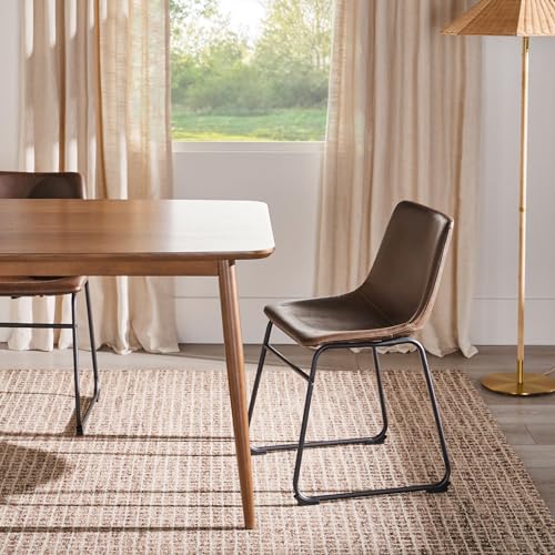 Walker Edison Mid-Century Modern Solid Wood Tapered-Leg Dining Table, 59 Inch, Walnut Walker Edison