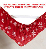 Elegant Comfort Luxury Soft Bed Sheets Holiday Pattern 1500 Premium Hotel Quality Microfiber - Softness Wrinkle and Fade Resistant (4-Piece) Bedding Set, Twin, Snowflake-Burgundy Elegant Comfort