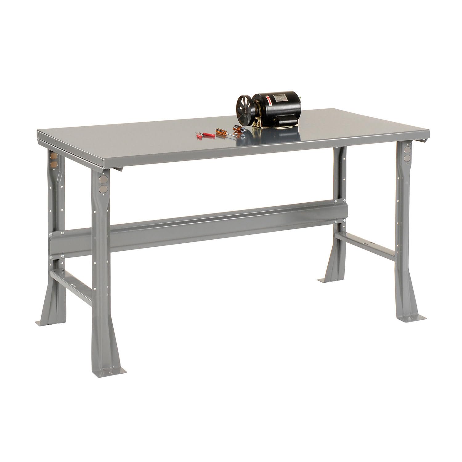 Global Industrial Fixed Height Workbench C-Channel Flared Leg, Steel Square Edge, 48" W x 30" D x 34" H, Gray - WoodArtSupply