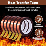 Fyguard 6 Rolls Heat Resistant Tape, 10mm x 49Ft (15m) High Temperature Resistant Transfer Tape for Heat Press Sublimation Welding Electronic Equipment Printing, No Residue Fyguard