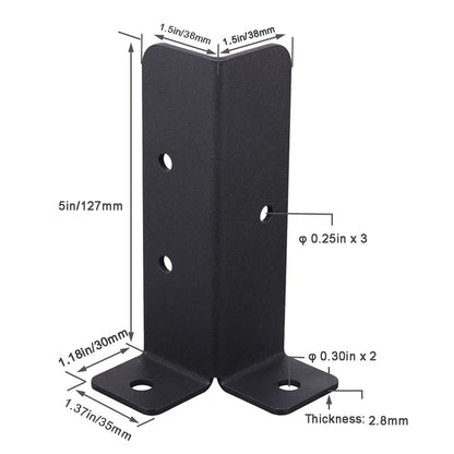 Wpbhk 4Pcs Adjustable Deck Post Anchor Base Brackets Fit 1.5x1.5,2x2,2x4,4x4 Post,Heavy Duty Reversible Wood Fence Post Base Brackets kit for Pergola Railing Mailbox