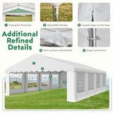 EROMMY 20x30ft Party Tent, Heavy Duty Large Wedding Canopy Outdoor Carport with 8 Removable Sidewalls, 2 Roll-up Doors, 3 Storage Bags, Gazebo Shelter Tent for Party Event Commercials, White EROMMY