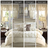 Madison Park Essentials Room in a Bag Faux Silk Comforter Set - Luxe Diamond Tufting All Season Bedding, Matching Curtains, Decorative Pillows, Ivory King(104"x92") 24 Piece Madison Park