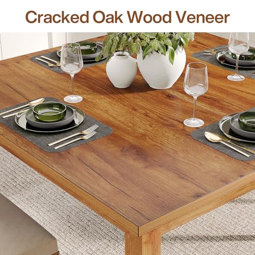 LITTLE TREE 39 Inches Square Dining Table for 4 People, Brown Wooden Kitchen Table Small Dinner Table, Modern Dining Room Tables for Living Room, Kitchen, Oak Brown LITTLE TREE